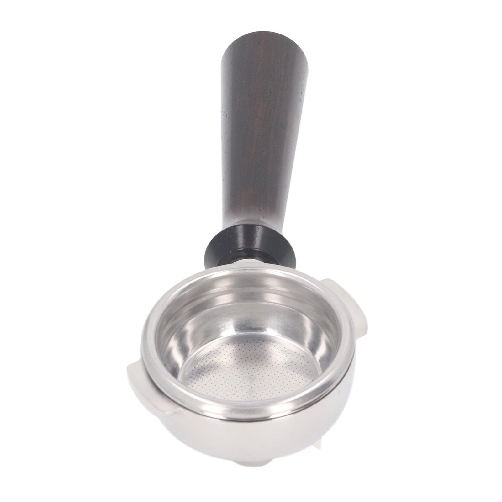 Cestello con Doppio Beccuccio Portafiltro con Beccuccio Doppio da 58 Mm, Portafiltro per caffè Cestello Filtro in Acciaio Inossidabile con 2 Orecchie Manico in Legno Massello per Macchine da