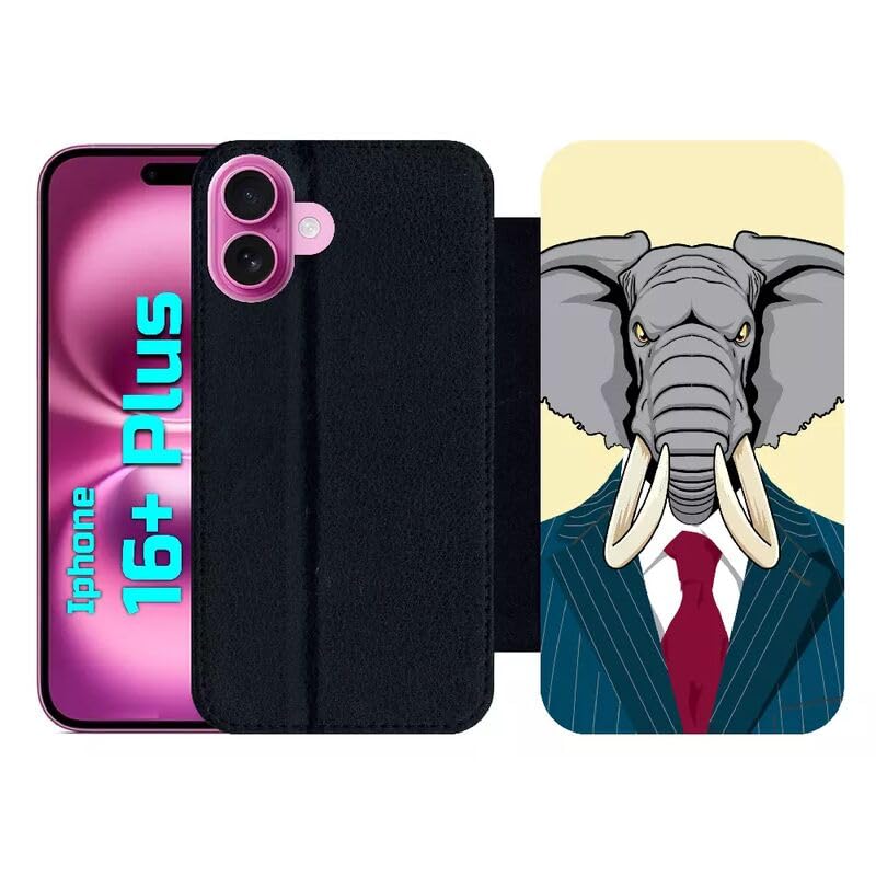 Housse iPhone 16 Plus style éléphant costume pour protéger votre smartphone au bureau