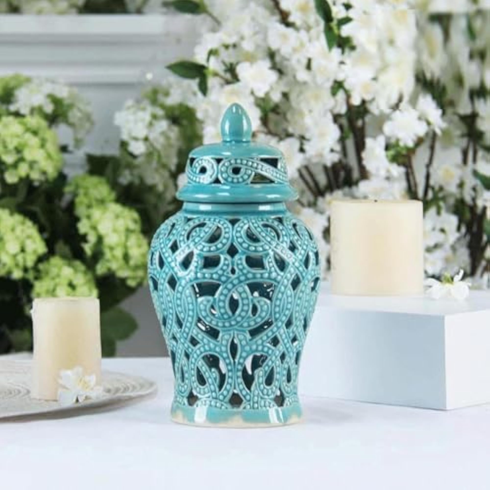 Oriental Style Table Flower Pot, Decorative Arrangement Jar