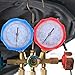Cabilock Automotive Gauge Set with Red Manifold, HVAC Pressure Gauge and Recharge Measuring Hose for Car Ac System Maintenance and Cooling Pressure Monitoring