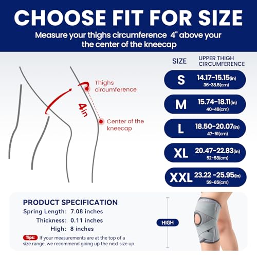 Image of JOMVD Knee Brace for Knee Pain, Meniscus Tear, Adjustable Knee Support with Side Spring Stabilizers for Meniscus Tear, ACL, Arthritis, Knee Pain Relief, Women and Men,Large