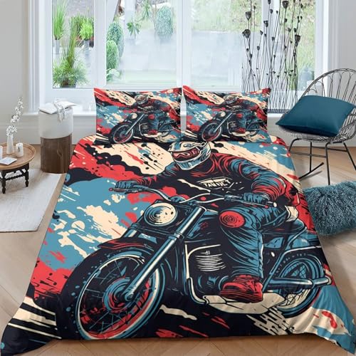 Housse de couette hypoallergique moto lit single ado
