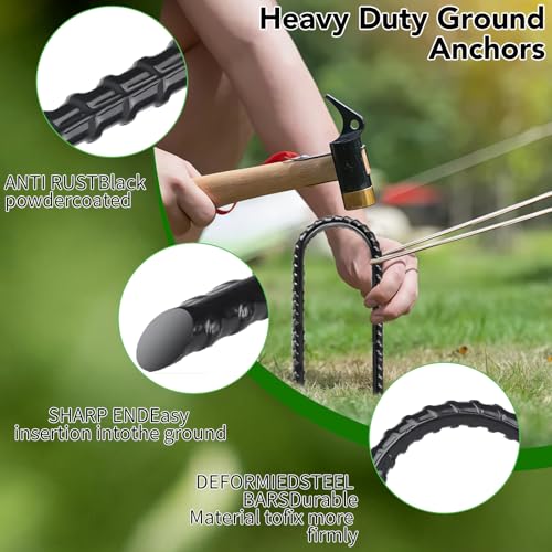 8 Stück Bodenanker Trampolin,30cm Erdanker Rostfrei,U-Typ Verzinkter Stahl Bodenanker,Zeltheringe für Sicherung Vordächern, Schaukel,Zäune,Fußballstange,Blumenständer