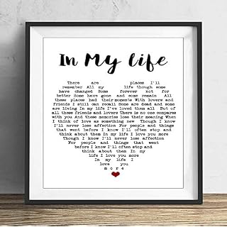 19 saijhii in My Life The Beatles Citation de la Chanson avec Paroles de cœur 12×12 - Les Beatles, Paul McCartney, John Lennon, RIngo Starr, George Harrison