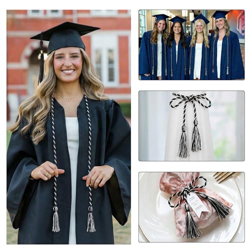 Image of GraduationMall Graduation Honor Cord 68 inch Blackwhite