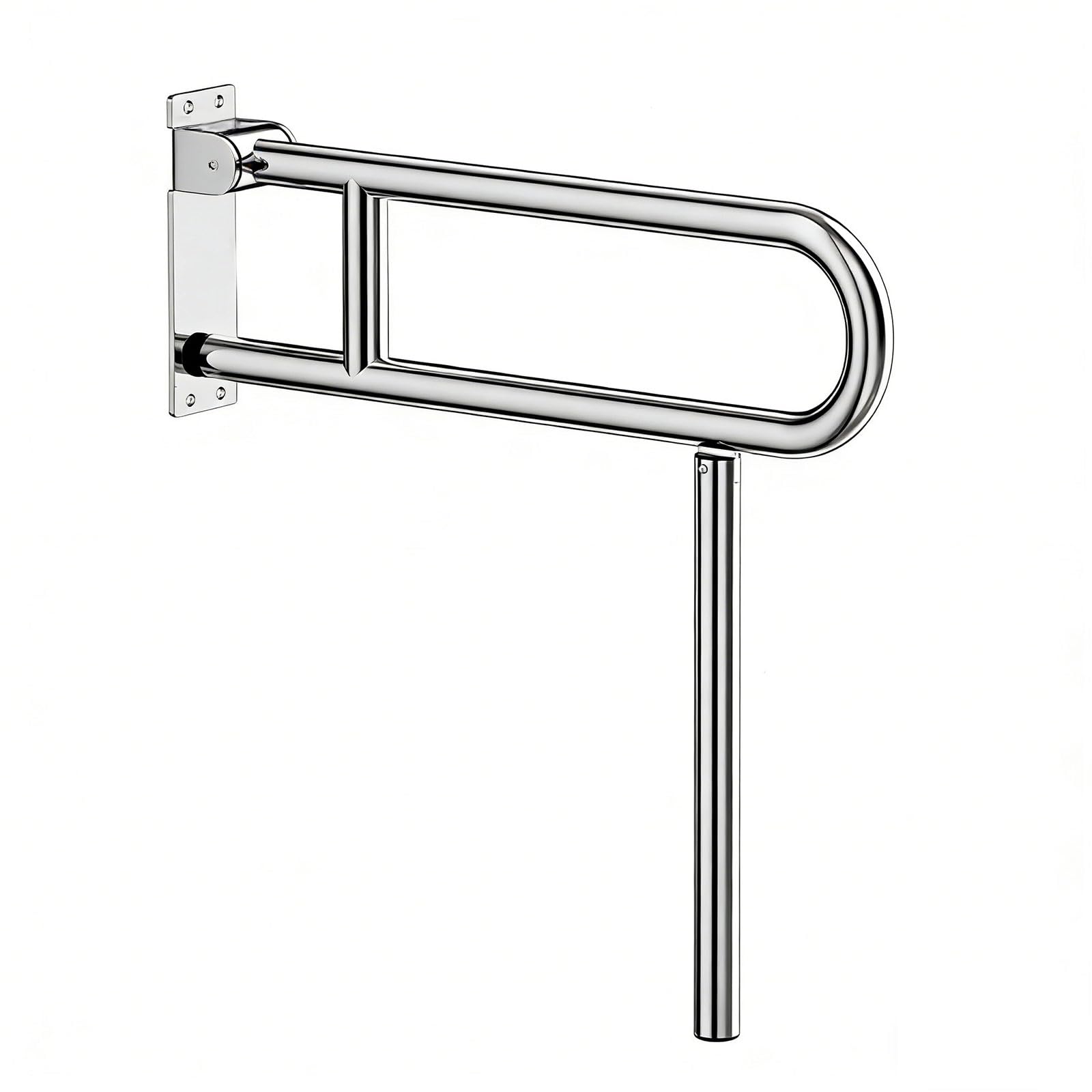 Barra de agarre plegable para inodoro, pasamanos de seguridad de baño de acero inoxidable para ancianos y discapacitados, pata de apoyo para estabilidad, barra de agarre de ducha para mayor seguridad