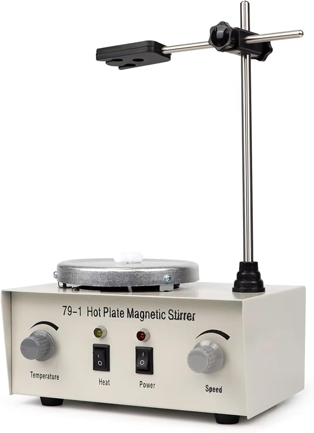 Heating Plate Mixer, Heating Magnetic Stirrer with Support Stand and Stir Bars, 2200RPM Steplessly Adjustable, Knob Control Speed ​​and Temperature, for Scientific Research Institutions