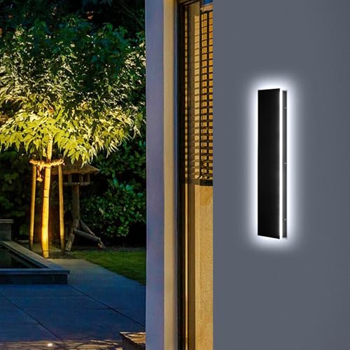 Image of Modern Outdoor Wall Lights 24 in - 4.72Inch Wide LED Modern Outside Wall Sconce for Garage 3000-6000K, Dimmable Black Linear Wall Light Wall Mount Lighting Fixture for Porch Doorway Garden