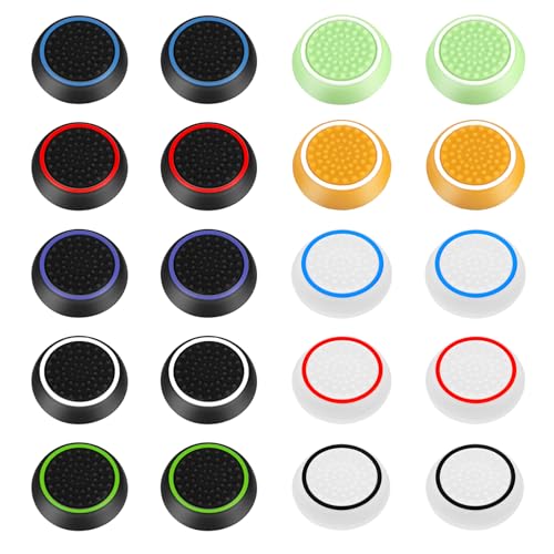 AYESY Joystick Kappen, 20 Stück PS5 Controller Sticks Kappen Silikon Thumbsticks Grips PS4 PS5 Controller Zubehör für Xbox One Series, Joystick-Schutz Aufsätze (Mehrere Farben)