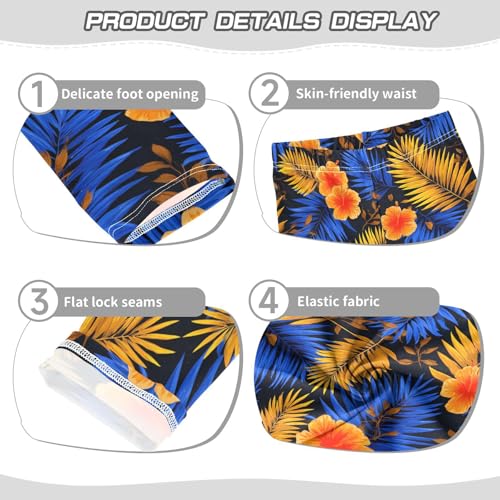 Hibiscus Flowers Palm Leaves Girls Leggings Soft Stretch Workout Yoga Dance Pants for Kids Casual Tights3