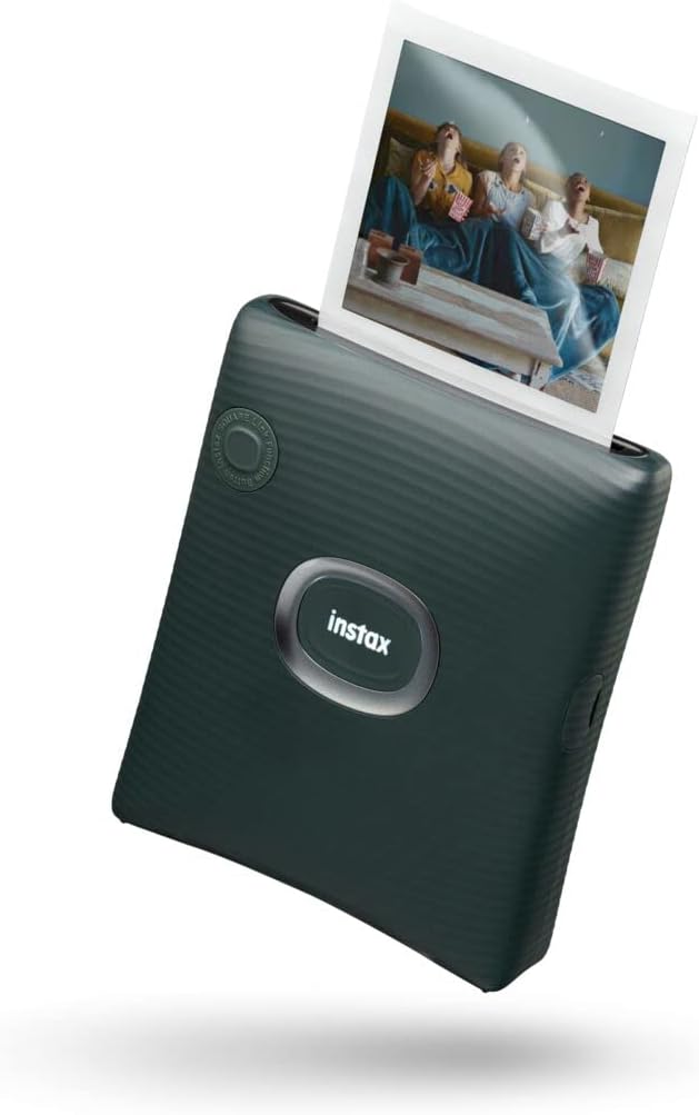 insax SQUARE film format Link smartphone photo printer, Bluetooth connection, photo editing App with 30+ templates, suitable for iOS/Andriod smartphones, Midnight Green finish