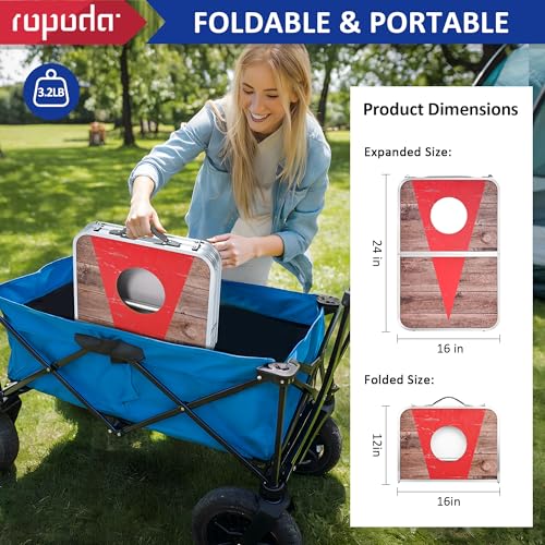 Image of ROPODA Portable Cornhole Board Set,24x16 / 30x20in Corn Hole Games for Adults with 8 Bean Bags, Lightweight Aluminum Alloy Edging Cornhole Set for Outdoor Games, Beach and Tailgates