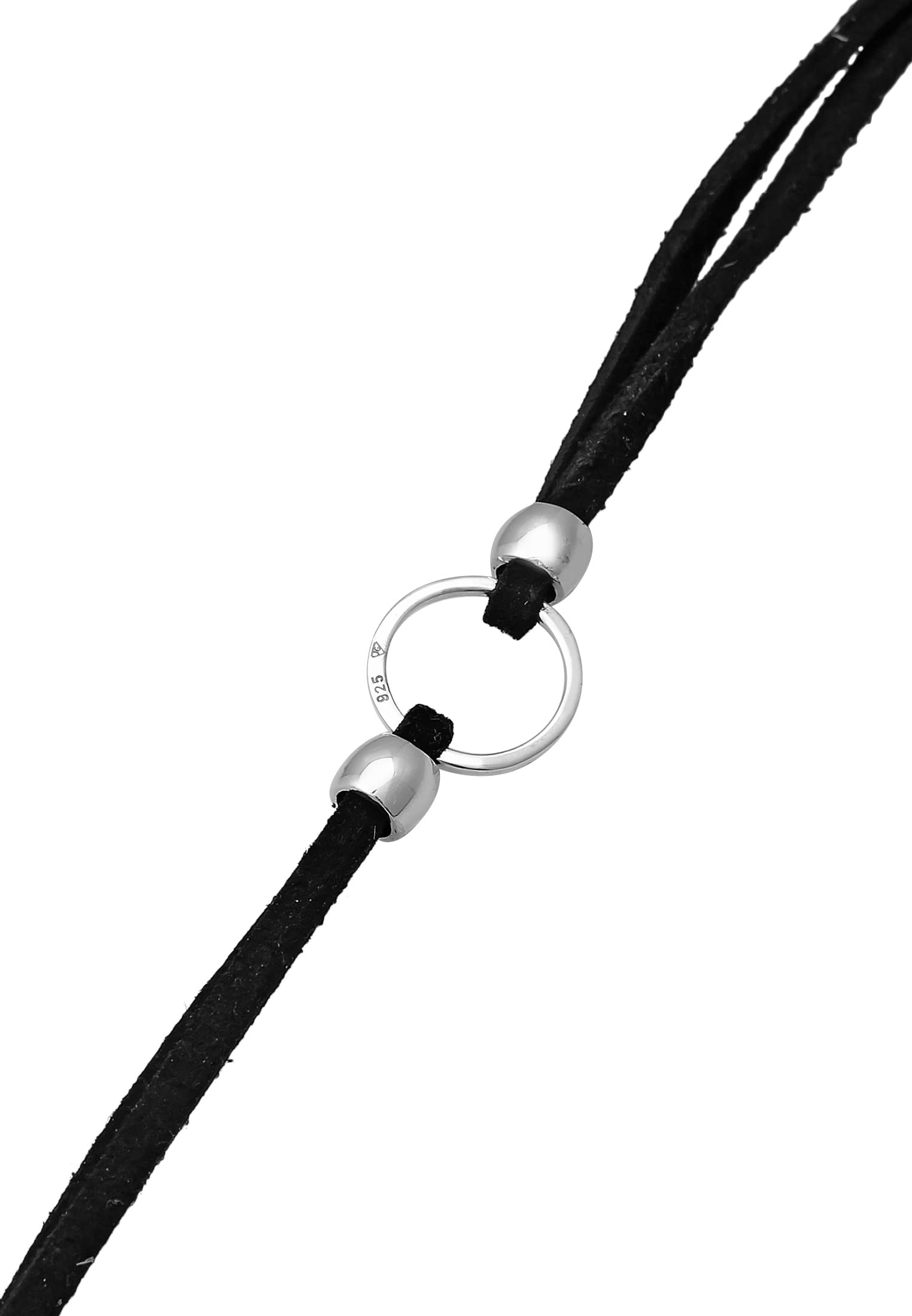 Elli Halskette Damen Choker Trend Kreis mit Veloursleder Schwarz in 925 Sterling Silber
