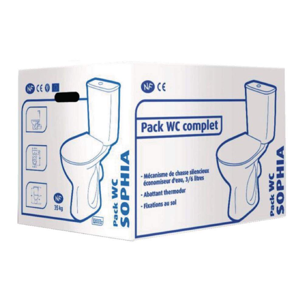 Pack WC à poser 3/6L ROCA SOPHIA sortie horizontale - Blanc
