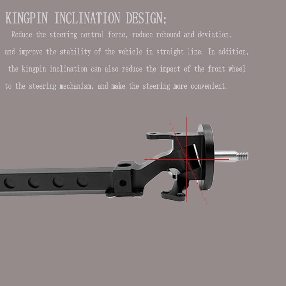 Aluminium Alloy Trailer Caster Simulation Front axle Kingpin inclination is Applicable to 1/14 Tractor Full Series Tiangong tra - (Color: Black, CN)