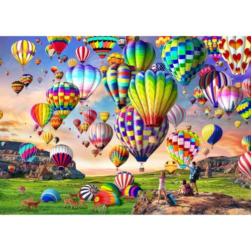 HUADADA Puzzle 1000 Teile Erwachsene-Bunter Heißluftballon – Ansicht 1