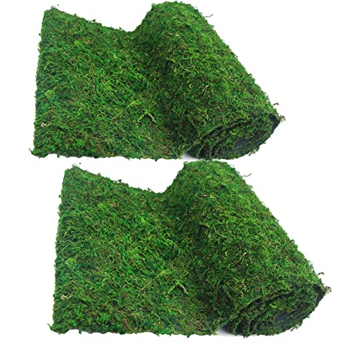 FAICOIA 2 Pcs Moss Table Runner Preserved Moss Mat for Crafts Wedding Party Decor 12" x 48" Green Moss Roll for Fairy Gardens Woodland Table Decor Green Grass Wall by FAICOIA - Used condition - CA$25.19