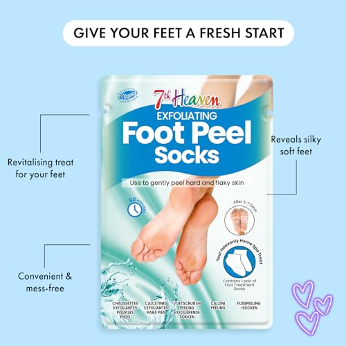7th Heaven Exfoliating Foot Peel Socks -1 Pair Peeling Foot Mask with Glycolic Acid to Remove Hard Skin - Vegan Foot Mask for Soft, Smooth Feet in 60 Minutes - Baby Soft Foot Treatment - Image 3