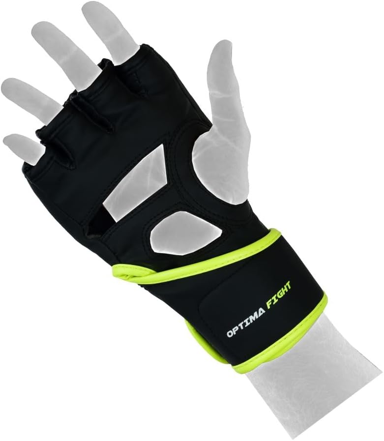 Optima Fight MMA Gloves - Unisex Martial Arts Open Palm Kickboxing Glove for Punching Bag, Sparring, MMA, Muay Thai Karate