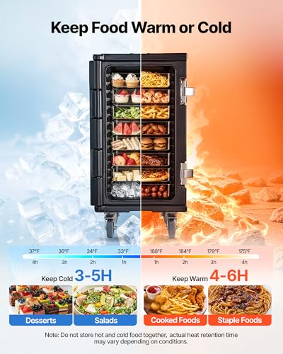 Image of VEVOR Insulated Food Pan Carrier, 127 Qt Non-Electrical Food Warmer, with Swivel Wheel & 304 Stainless Steel Latch, LLDPE Stackable Hot Box, for Various Pan Sizes(NOT Included), Fit Catering BBQ Event