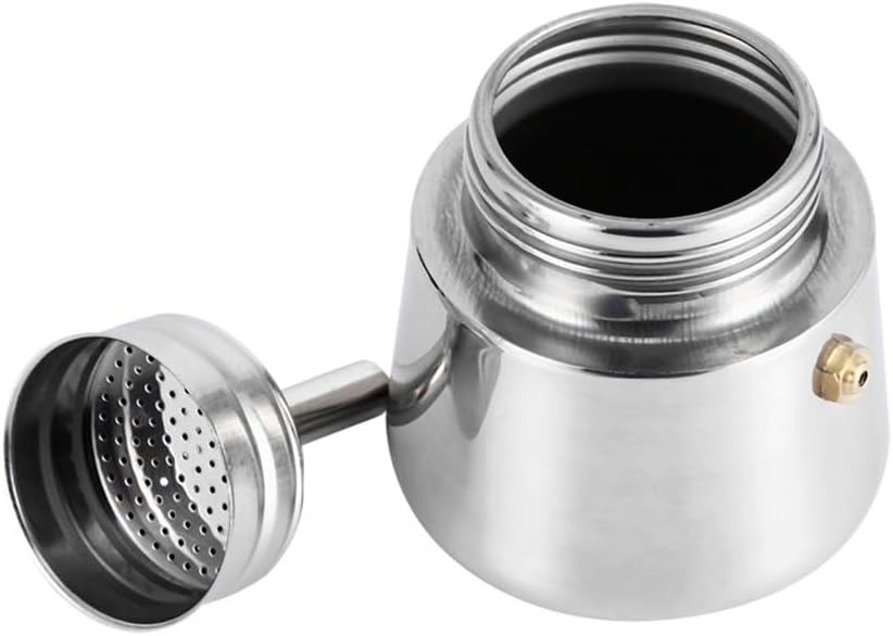 Stainless Steel Moka Pot Ergonomic Heat-Resist Handle Induction Compatible Stovetop Espresso Maker for Home & Office(200ml)