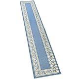 Collections Etc Extra Long Floral Skid-Resistant Border Rug, Blue, 20' X 120'