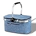 Produktbild CoCo Living Picknickkorb Isolierte Picknicktasche Faltbare Kühltasche Große Kapazität Lunch Basket Lunch Tote für Lebensmittelgeschäft Outdoor Strand Reisen Camping BBQ Party 30L Blau