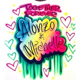Airbrush Couples Design, Together Forever Neon Fluourescent 80's 90's T Shirt