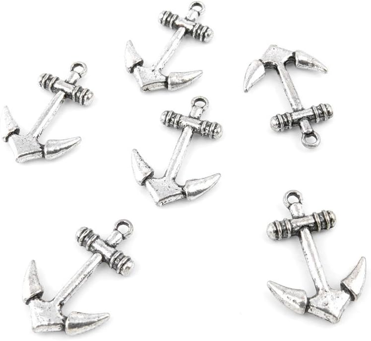 120 Pieces Antique Silver Fashion Jewelry Making Charms Findings BXDO0 Anchor Crafting Bulk Accessoires for Pendant Necklace Bracelet