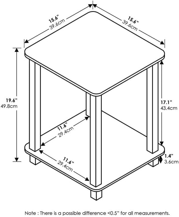 Furinno Simplistic Set of 2 End Table, Cream Faux Marble