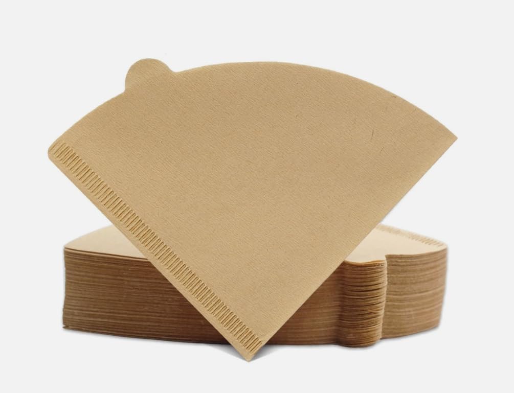 100 Pack V-Shaped Coffee Filters Natural Brown Unbleached Wood Pulp Disposable Paper Cone Filters for Pour Over Drip Coffee 2-4 Cups