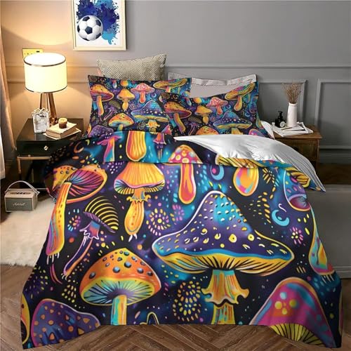 Parure de lit microfibre champignons 140x200 effet douce 3D - 6