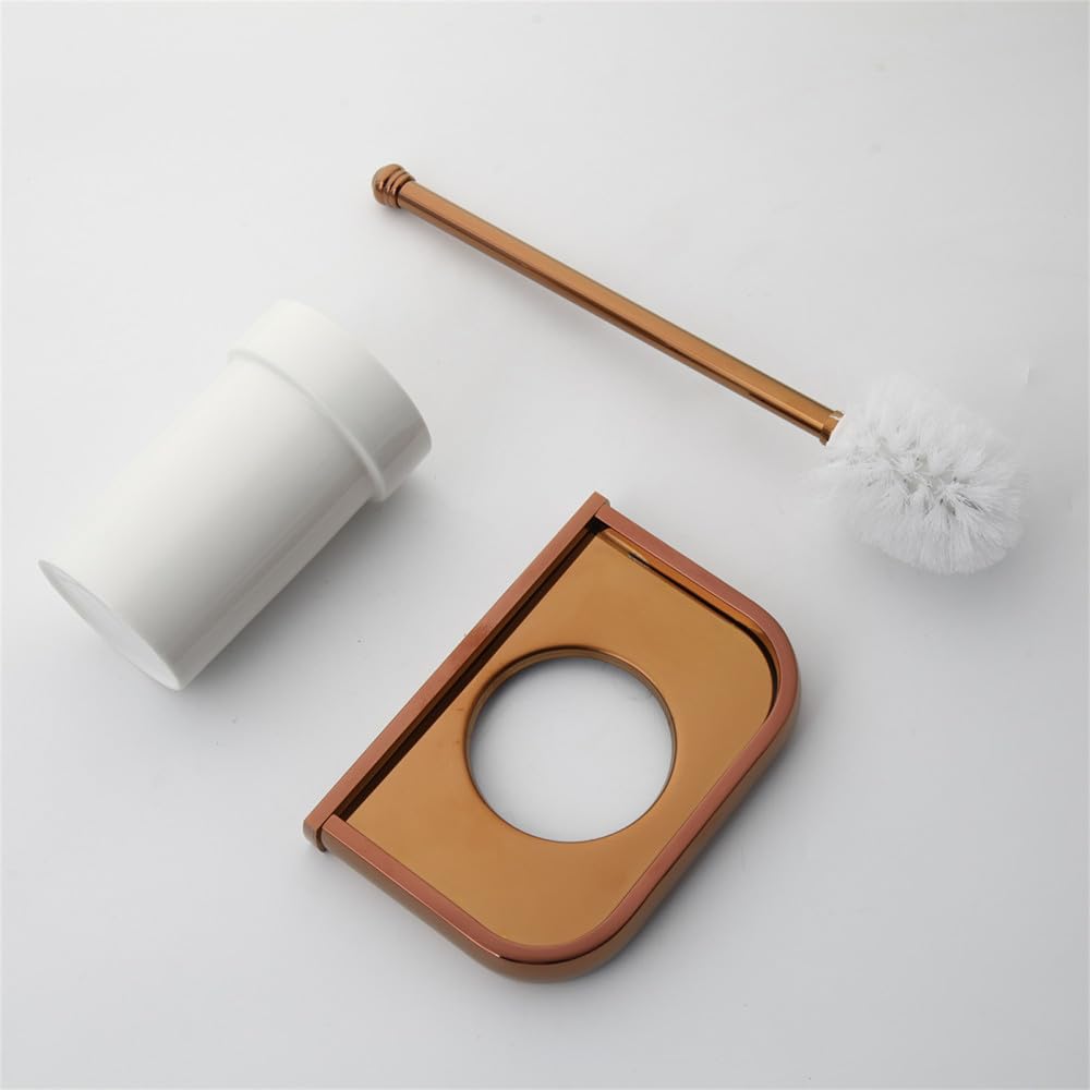 Accesorios de baño de Oro Rosa, Cepillo de baño de latón Macizo, Soporte de Papel, jabonera, Estante de Toalla, Kit Combinado de Montaje en Pared, Juego 02