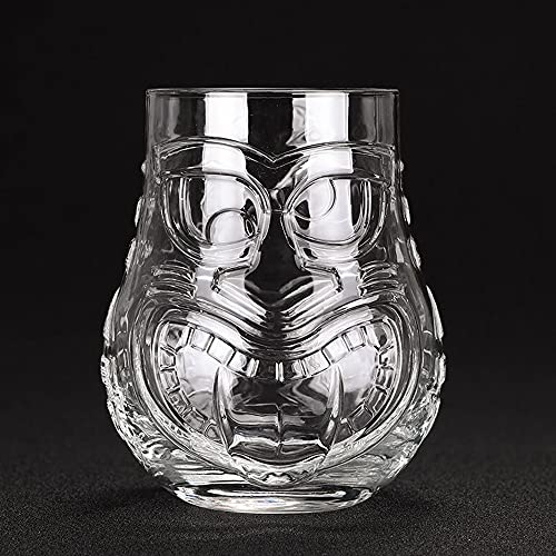 Copo Tiki Vidro Baixo 470ml Asteca Carranca de Duas Faces Humor/Bravo