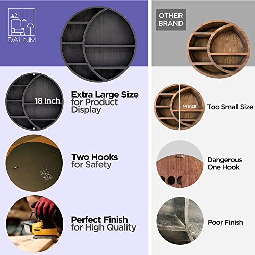 Dalnim Extra-Large 18-Inch – Premium Moon Shelf – Black Shelves For Wall Decor – Wooden Display Shelves With 2 Secure Hooks – Healing Crystal And Stone Shelf For Living Room, Meditation Room, Nursery #TOP5