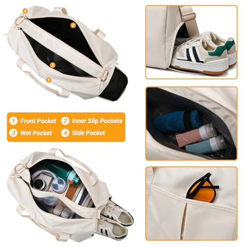 Custom Duffle Bag, Personalized Travel Bag Purely hand embroidered name logo, Gym Bag for Women/Men, with separate wet and dry pockets and shoe bags2