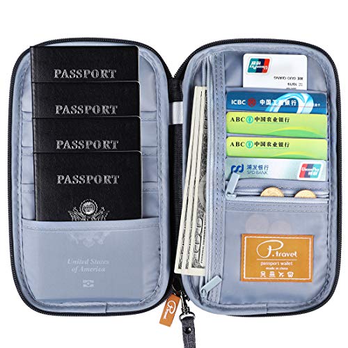 Image of VanFn RFID Travel Passport Wallet, Family Passport Holder, Trip Document Organizer P.Travel Series (Grey)