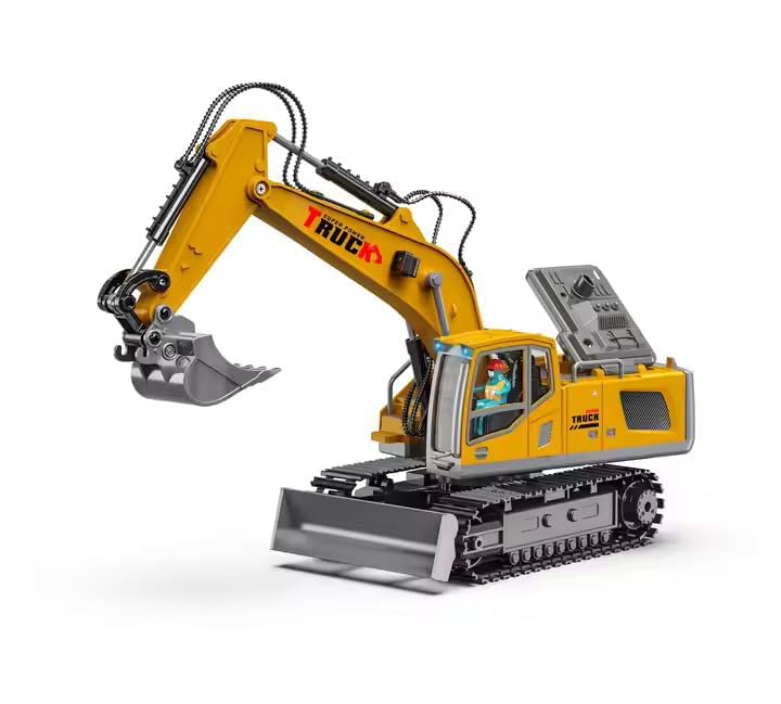 2.4GHz Remote Control Excavator Toys for Boys,13 Channel RC Excavator Construction Toys with Metal Shovel & Light,Simulated Smoke,Christmas Birthday Gift Toy for Boys 3-12 Year Old Kids-image-41