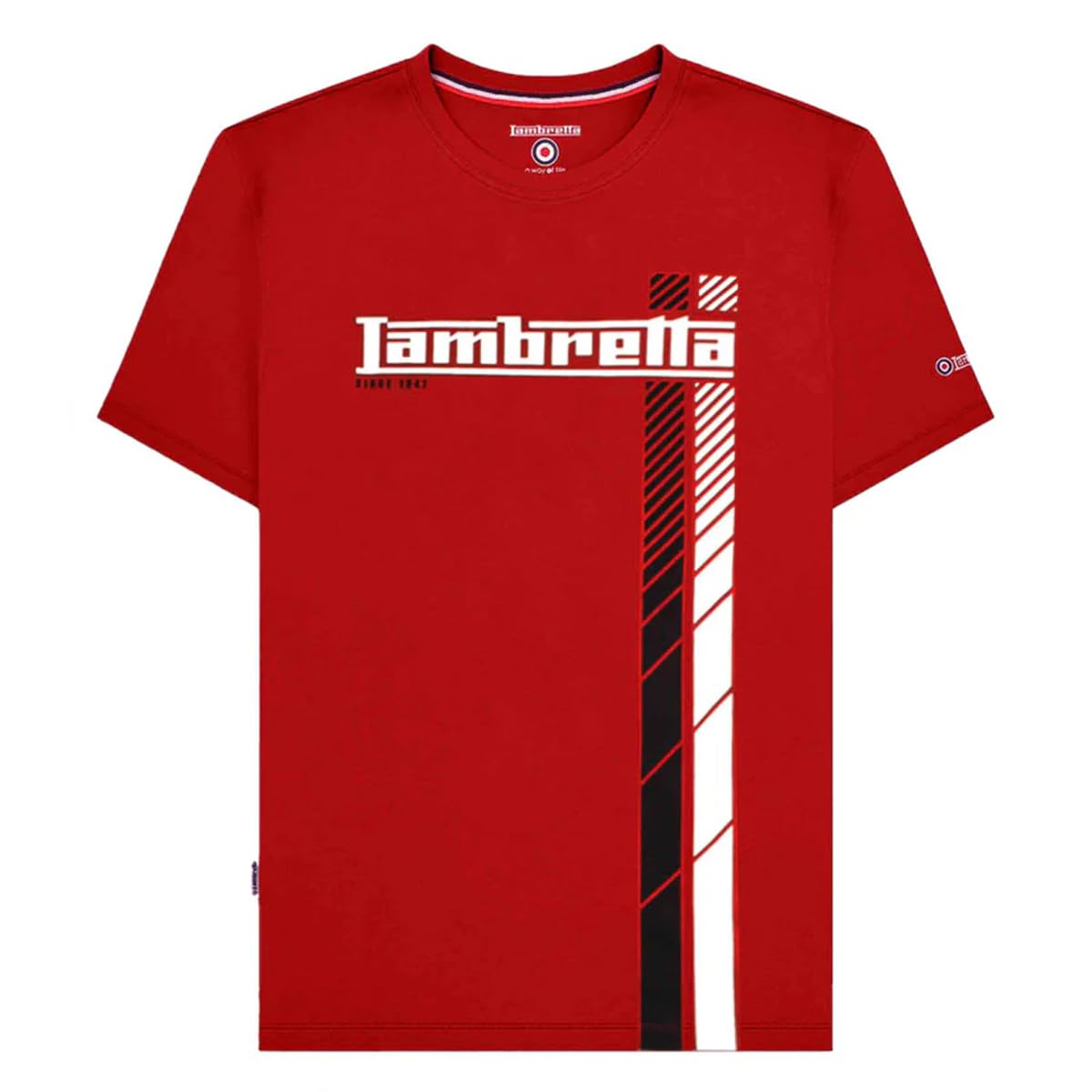 Lambretta Mens Fade Racing Stripes Retro T Shirts (UK, Alpha, L, Regular, Regular, Red)