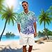 Mens Hawaiian Shirt Sea Turtle and Maori Print Beach Tropical Short Sleeve Holiday Aloha Shirt Casual Button Down Shirt