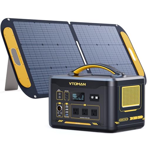 Image of VTOMAN Jump 1800 Portable Power Station with 110W Solar Panel, 1800W /1548Wh LiFePO4 Battery Solar Generator with 1800W Constant-Power, PD 100W Type-C, Capacity Expandable for Camping, Home Backup