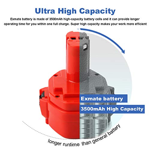 Exmate Pacote com 2 baterias de substituição 14,4V 3,5Ah Ni-MH para bateria Makita 14,4V 1420 1422 1