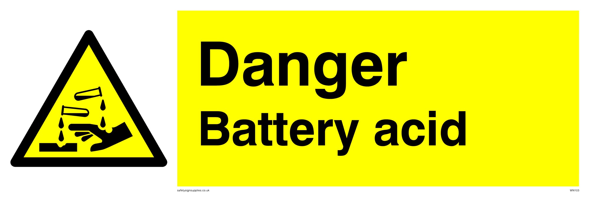 Pack of five - Danger Battery Acid Sign - 300x100mm - L31
