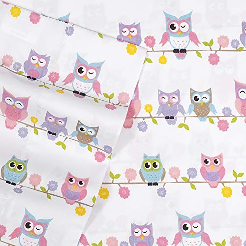 1500 Supreme Kids Bed Sheet Collection - Fun Colorful And Comfortable Boys And Girls Toddler Sheet Sets - Deep Pocket Wrinkle Free Soft And Cozy Bedding - Twin Xl, Owls #TOP1