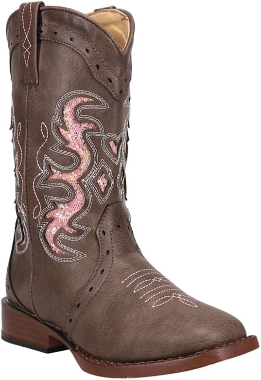 ROPER Kids Girls Lexi Rhinestone Square Toe Casual Boots Mid Calf