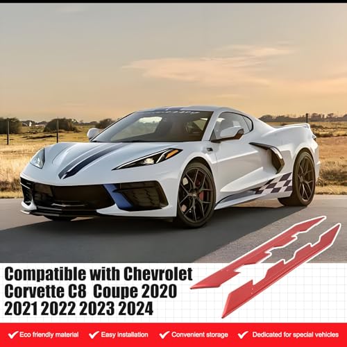 Image of Sekhyna Engine Bay Panel Cover Trim 2PCS Compatible with Corvette C8 Stingray 2020-2025 Engine Cover Left Right Protective High Temperature Resistance Cover Trim Accessories (Red)
