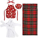 accessori per elfo di natale - costume, sacco a pelo, accappatoio, grembiule, cappello da cuoco per bambola
