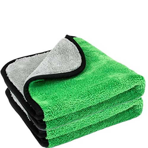 Image of Auto Hub 400 GSM, Microfiber Double Layered Cloth 30x40 Cms 2 Piece (Green) Cloth Set, Extra Thick Microfiber Cleaning Cloths Perfect for Bike, Auto, Cars Both Interior and Exterior.