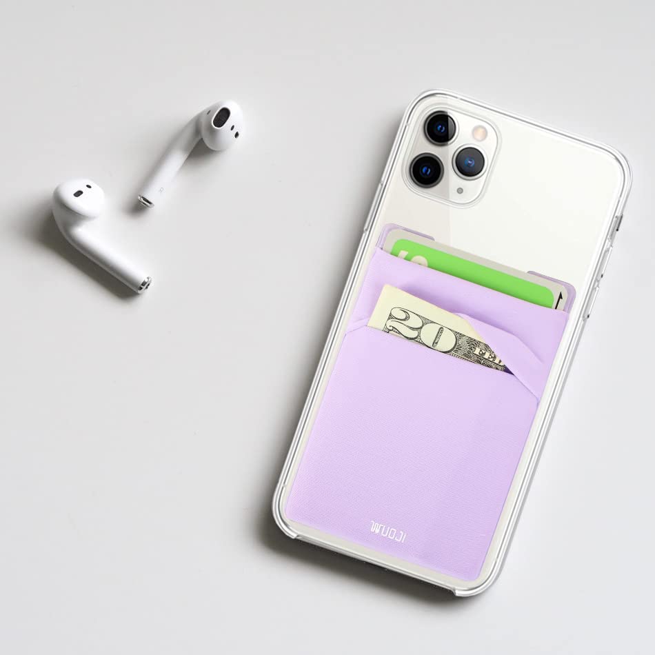 Image of RFID Blocking Phone Card Wallet - Double Secure Pocket - Ultra-Slim Self Adhesive Credit Card Holder Card Sleeves Phone Wallet Sticker All Smartphones (Light Purple)-2PC
