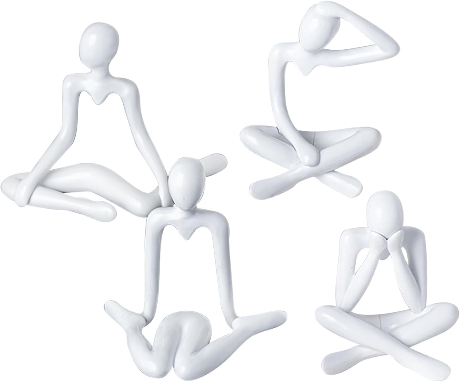 Thinker Statue, Mini Sculpture, White Abstract Figurines, Nordic Style Abstract Thinker Statue, Home Decor Modern Art Sculpture, for Home Living Room Office Table Artistic Decorative, Set of 4